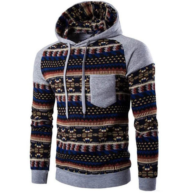Fashion Men Blouse Retro Printing Long Sleeve Hoodie Hooded Sweatshirt Tops Jacket Coat Outwear Plus Size #LSW - Image 2