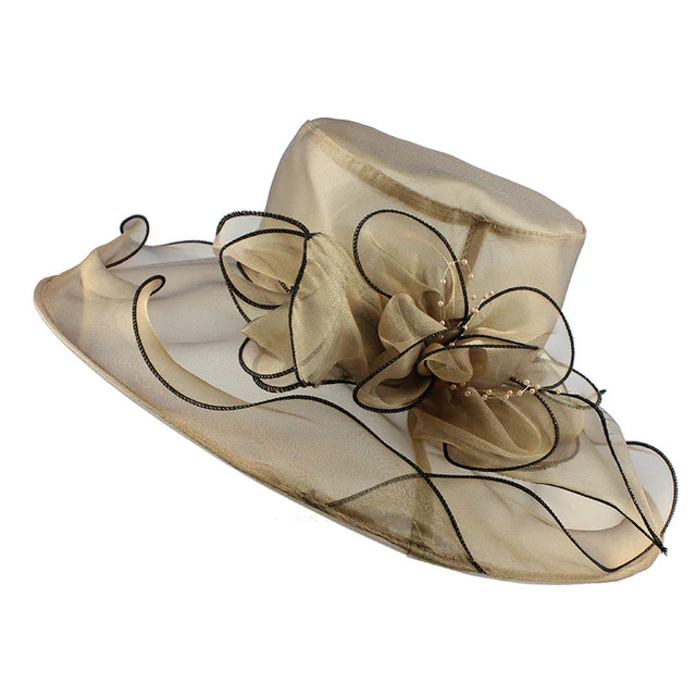 [FLB] Brim Foldable Wedding Dress Church Hats Beach Summer Fashion Hats For Women Gorras Sun Trilby Cap Sun Derby Hat - Image 4