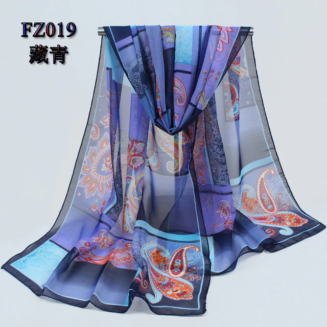 new arrival 2017 spring and autumn chiffon women scarf polyester geometric pattern design long soft silk shawl 004 - Image 10
