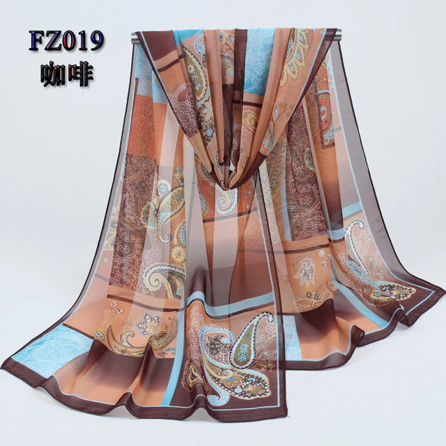 new arrival 2017 spring and autumn chiffon women scarf polyester geometric pattern design long soft silk shawl 004 - Image 3