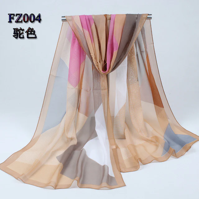 new arrival 2017 spring and autumn chiffon women scarf polyester geometric pattern design long soft silk shawl 004 - Image 5