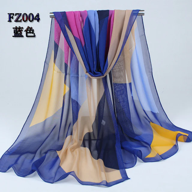 new arrival 2017 spring and autumn chiffon women scarf polyester geometric pattern design long soft silk shawl 004 - Image 9