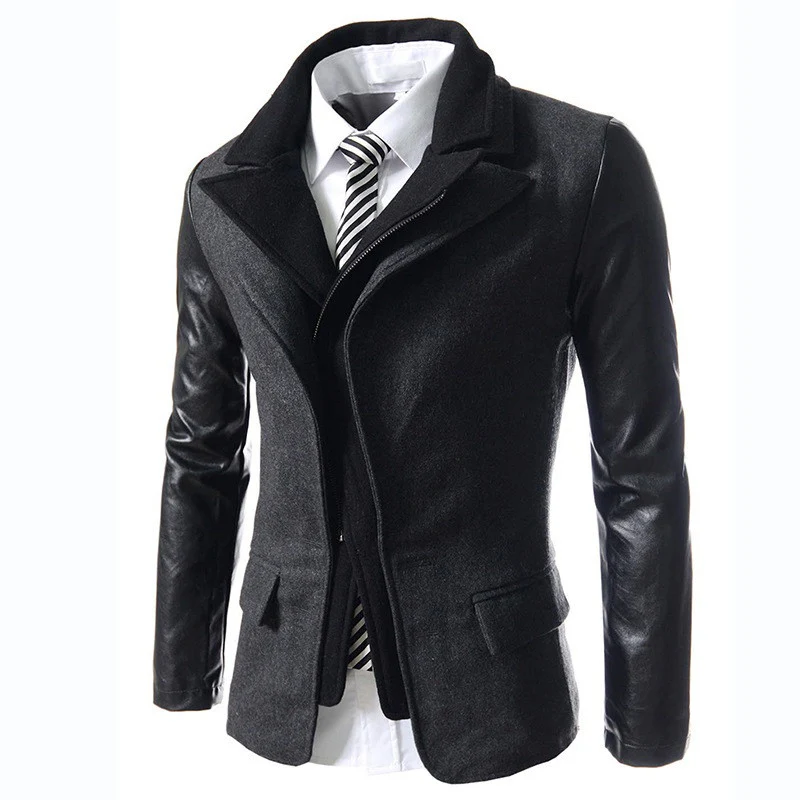 New Dress Fashion 2015 New Winter Men's Suits Dust Coat Men Slim Fit Solid Wool Male Overcoat Men's Casual suits 3color M-XXL - Image 2