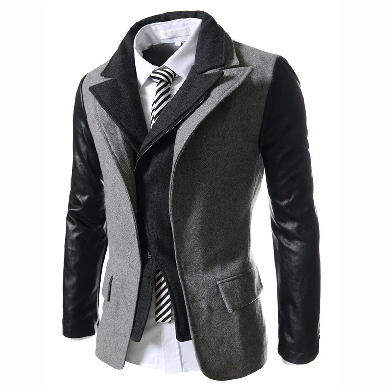 New Dress Fashion 2015 New Winter Men's Suits Dust Coat Men Slim Fit Solid Wool Male Overcoat Men's Casual suits 3color M-XXL - Image 3