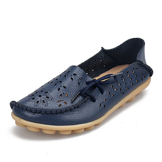 Women's Casual Genuine Leather Shoes Woman Loafers Slip-On  Flats Moccasins Ladies Driving Shoe Cut-Outs Mother Footwear - Image 11