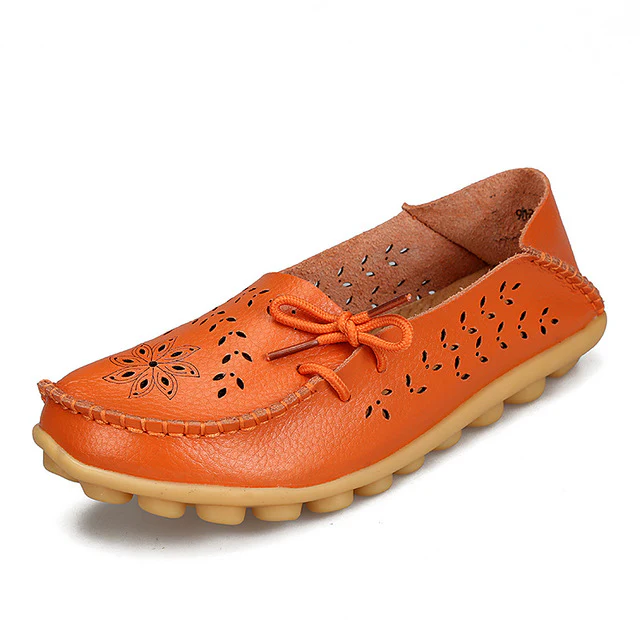 Women's Casual Genuine Leather Shoes Woman Loafers Slip-On  Flats Moccasins Ladies Driving Shoe Cut-Outs Mother Footwear - Image 13