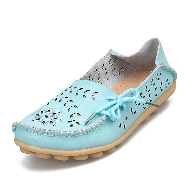 Women's Casual Genuine Leather Shoes Woman Loafers Slip-On  Flats Moccasins Ladies Driving Shoe Cut-Outs Mother Footwear - Image 15