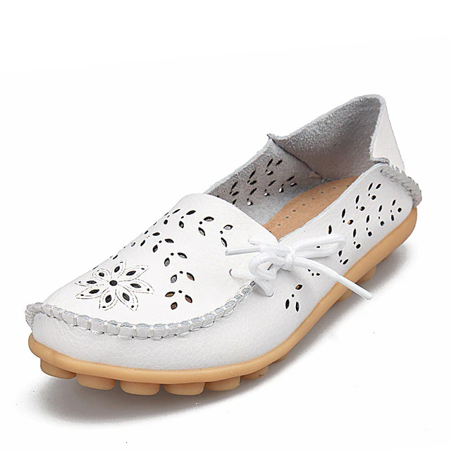Women's Casual Genuine Leather Shoes Woman Loafers Slip-On  Flats Moccasins Ladies Driving Shoe Cut-Outs Mother Footwear - Image 17