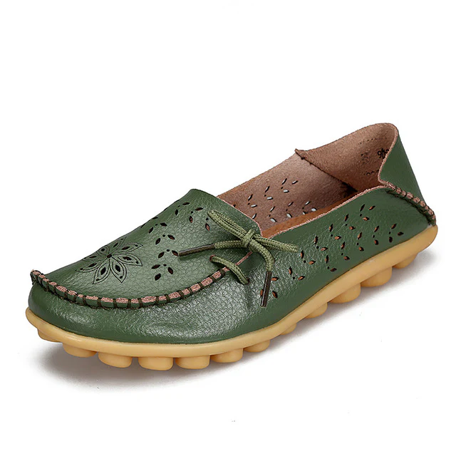 Women's Casual Genuine Leather Shoes Woman Loafers Slip-On  Flats Moccasins Ladies Driving Shoe Cut-Outs Mother Footwear - Image 18