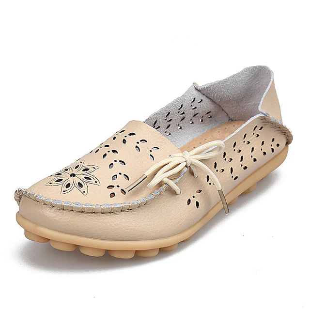 Women's Casual Genuine Leather Shoes Woman Loafers Slip-On  Flats Moccasins Ladies Driving Shoe Cut-Outs Mother Footwear - Image 3