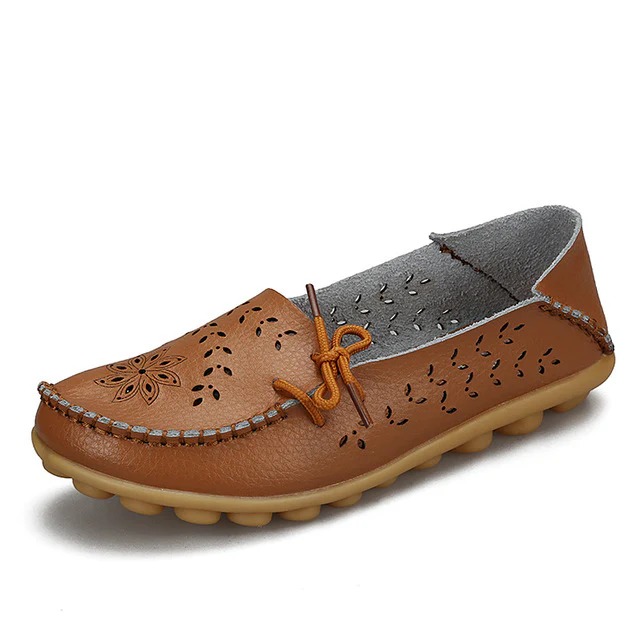 Women's Casual Genuine Leather Shoes Woman Loafers Slip-On  Flats Moccasins Ladies Driving Shoe Cut-Outs Mother Footwear - Image 4