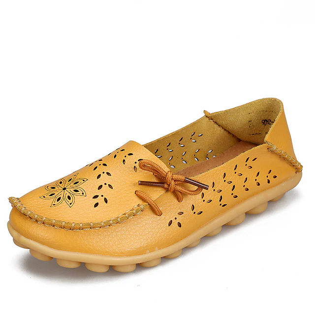 Women's Casual Genuine Leather Shoes Woman Loafers Slip-On  Flats Moccasins Ladies Driving Shoe Cut-Outs Mother Footwear - Image 9