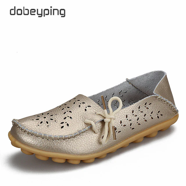 Women's Casual Shoes Genuine Leather Woman Loafers Slip-On Flats Moccasins Ladies Driving Shoe Cut-Outs Mother Footwear - Image 10