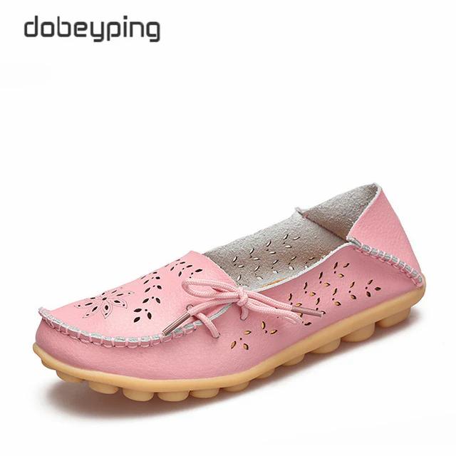 Women's Casual Shoes Genuine Leather Woman Loafers Slip-On Flats Moccasins Ladies Driving Shoe Cut-Outs Mother Footwear - Image 12
