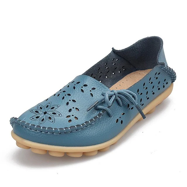 Women's Casual Shoes Genuine Leather Woman Loafers Slip-On Flats Moccasins Ladies Driving Shoe Cut-Outs Mother Footwear - Image 14