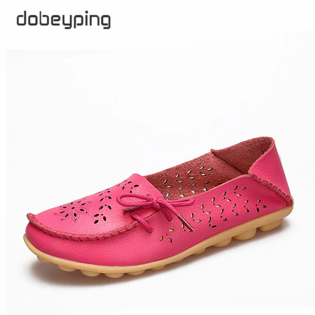 Women's Casual Shoes Genuine Leather Woman Loafers Slip-On Flats Moccasins Ladies Driving Shoe Cut-Outs Mother Footwear - Image 16