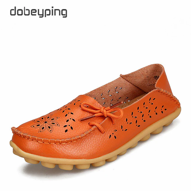 Women's Casual Shoes Genuine Leather Woman Loafers Slip-On Flats Moccasins Ladies Driving Shoe Cut-Outs Mother Footwear - Image 8